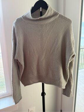 Cozy Casual Cream Textured Mock Neck Sweater